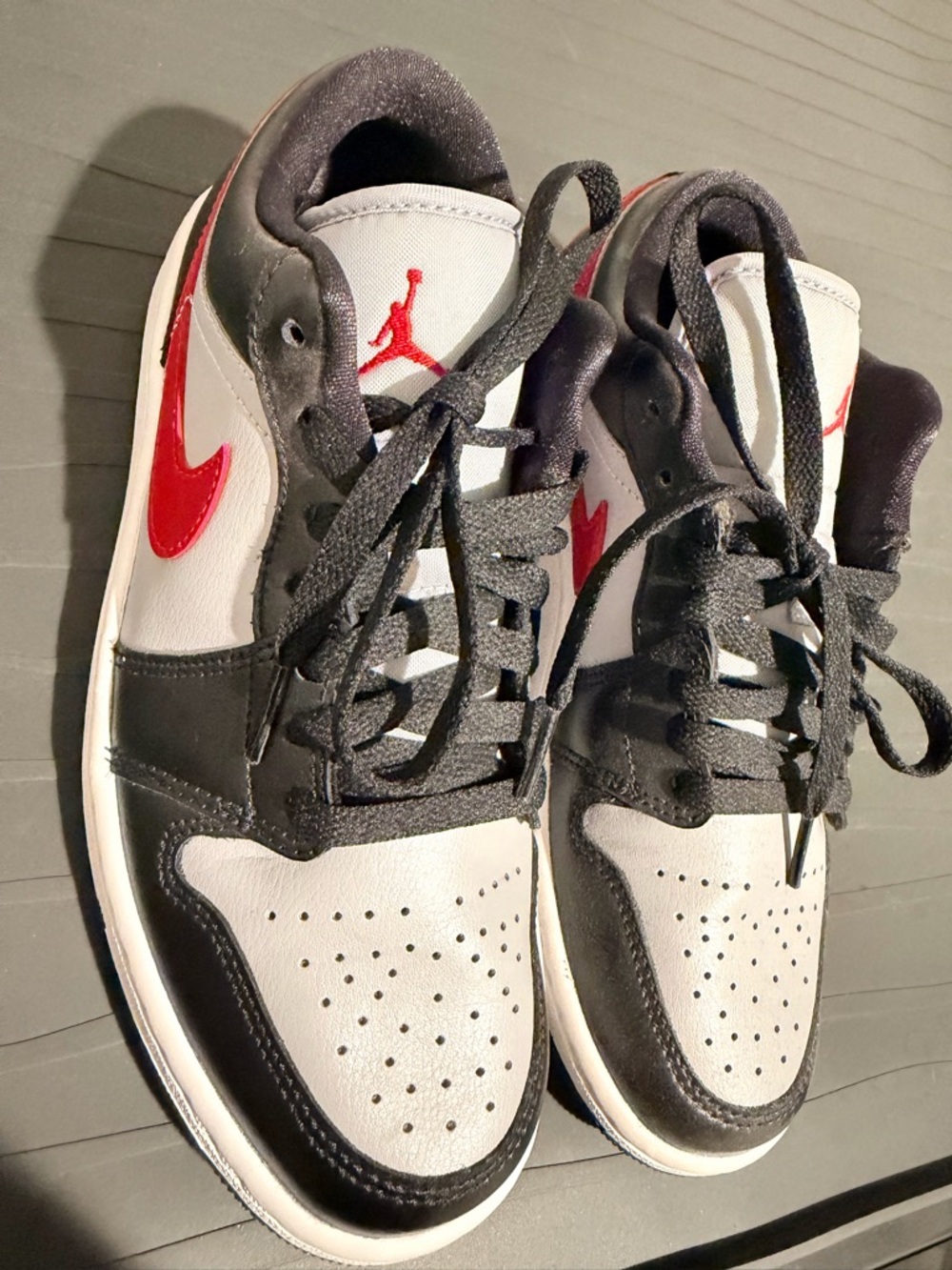 Air Jordan Low-Top Sneakers in Grey, Black & Red